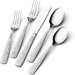 20-Piece Cutlery Set for 4, High-Quality Stainless Steel Flatware Set, Mirror Polished Cutlery Sets $12