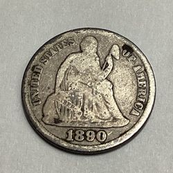 1890–S Silver Seated Liberty Dime - Antique U.S Silver Coin