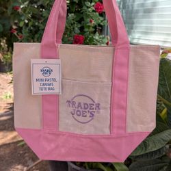 Trader Joe's Pink Pastel Mini Tote Bag 