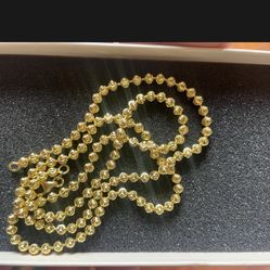 14K Gold Plated Vermeil Over Sterling Silver 3MM Moon Cut Bead Chain Necklace 26 Inches