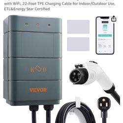  VEVOR Level 2 Electric Vehicle Charging Station, 40A Adjustable, 9.6 kW 240V NEMA 14-50 Plug Smart EV Charger with WiFi, 22-Foot TPE Charging Cable