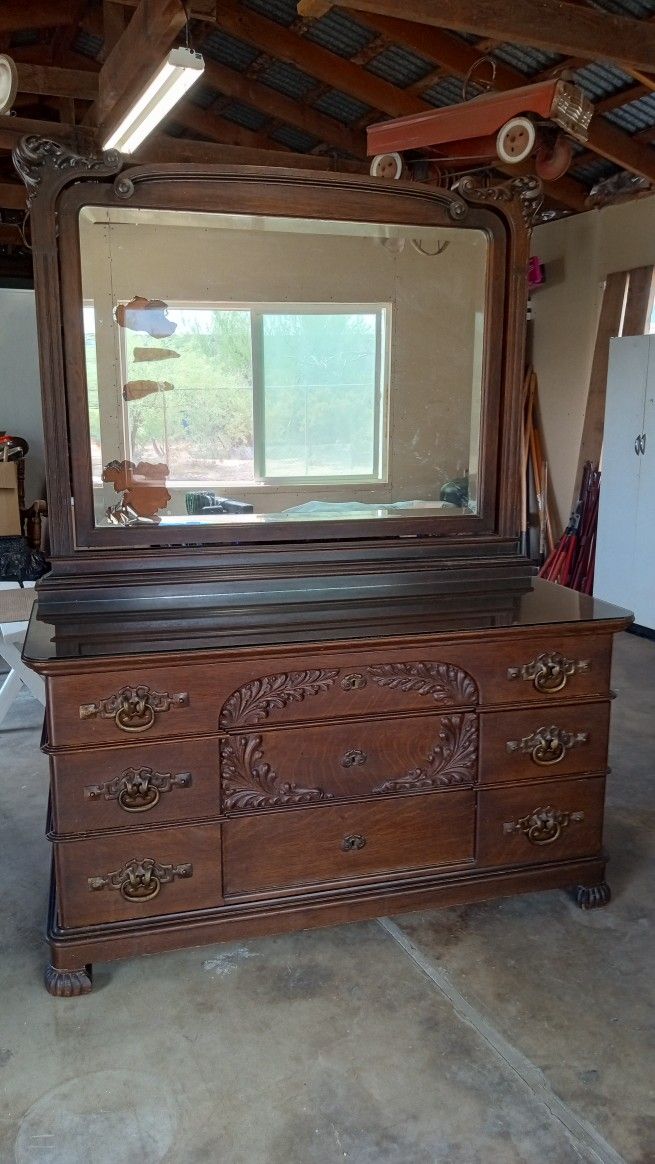 Antique Dresser With Mirror 1800's