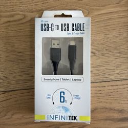 INFINITEK USB-C to USB-A Cable Bundle 6ft + 4ft Sync & Charge Cables (2-Pack)