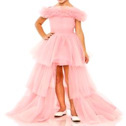 Lovely Nude Pink Flower Girl Dress Tulle Party Dresses Sweet Ruffles Tiered Mesh Kids Prom Children Brithday Gowns