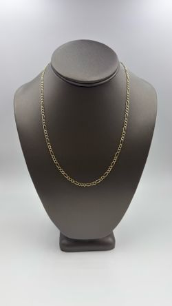 10KT YELLOW GOLD 19” DIAMOND CUT FIGARO LINK CHAIN 6.2GR