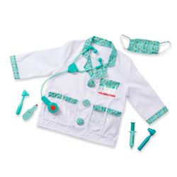 MELISSA AND DOUG Doctor Deluxe Role Play Costume Set Jacket Mask Ages 3-6  The doctor will see you now! With this set, your little doctor will be full