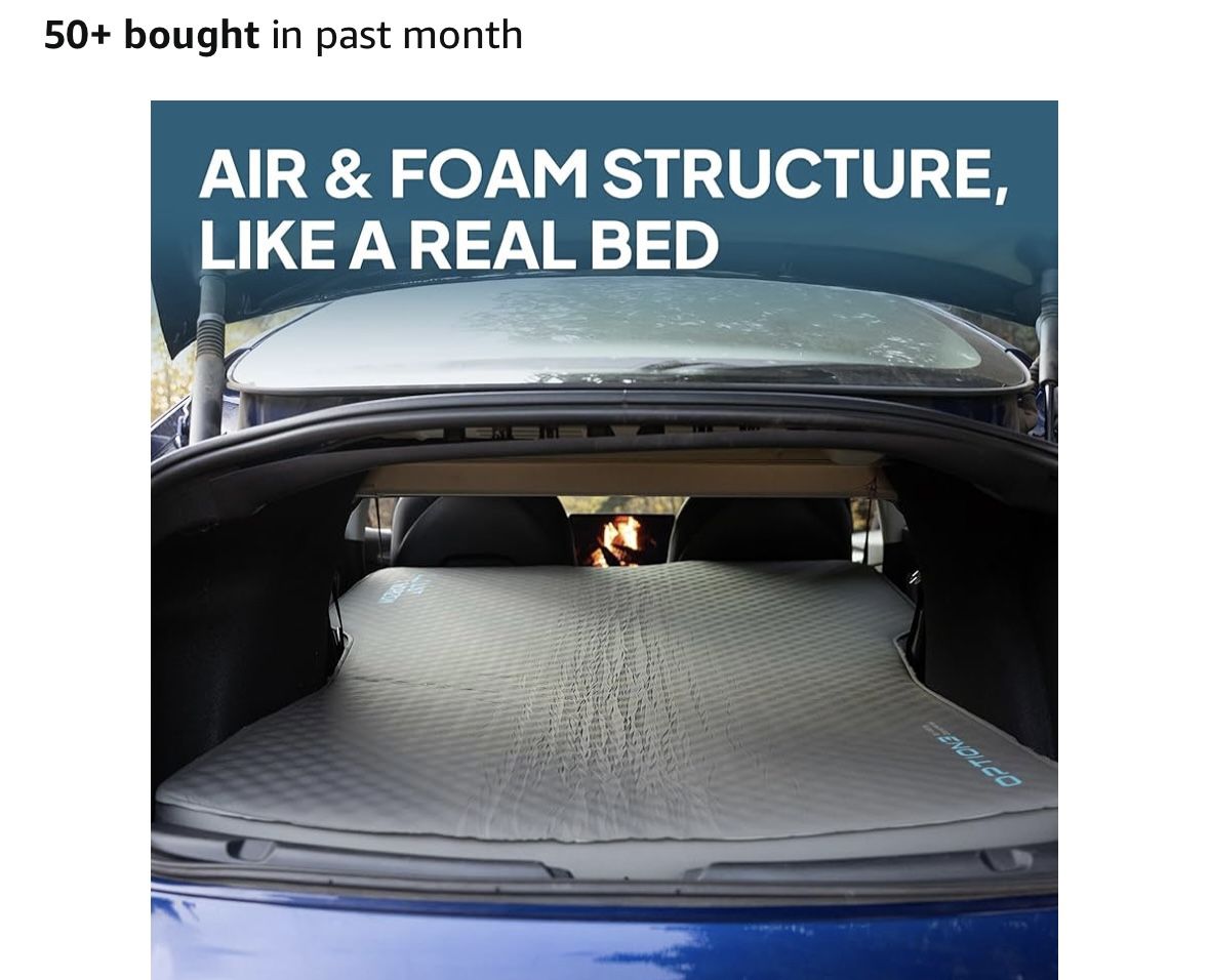 LOSTHORIZON Camping Air Mattress with Foam for Tesla, Self Inflating Sleeping Pad with Air Pump, 4.5" Thick, R-Value 13, Model 3