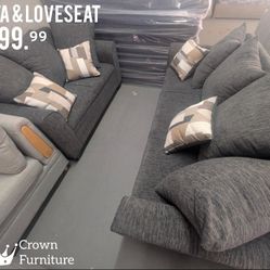 Dark Gray Sofa & Loveseat 