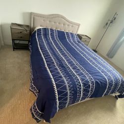 Bed frame, Mattress, Nightstands