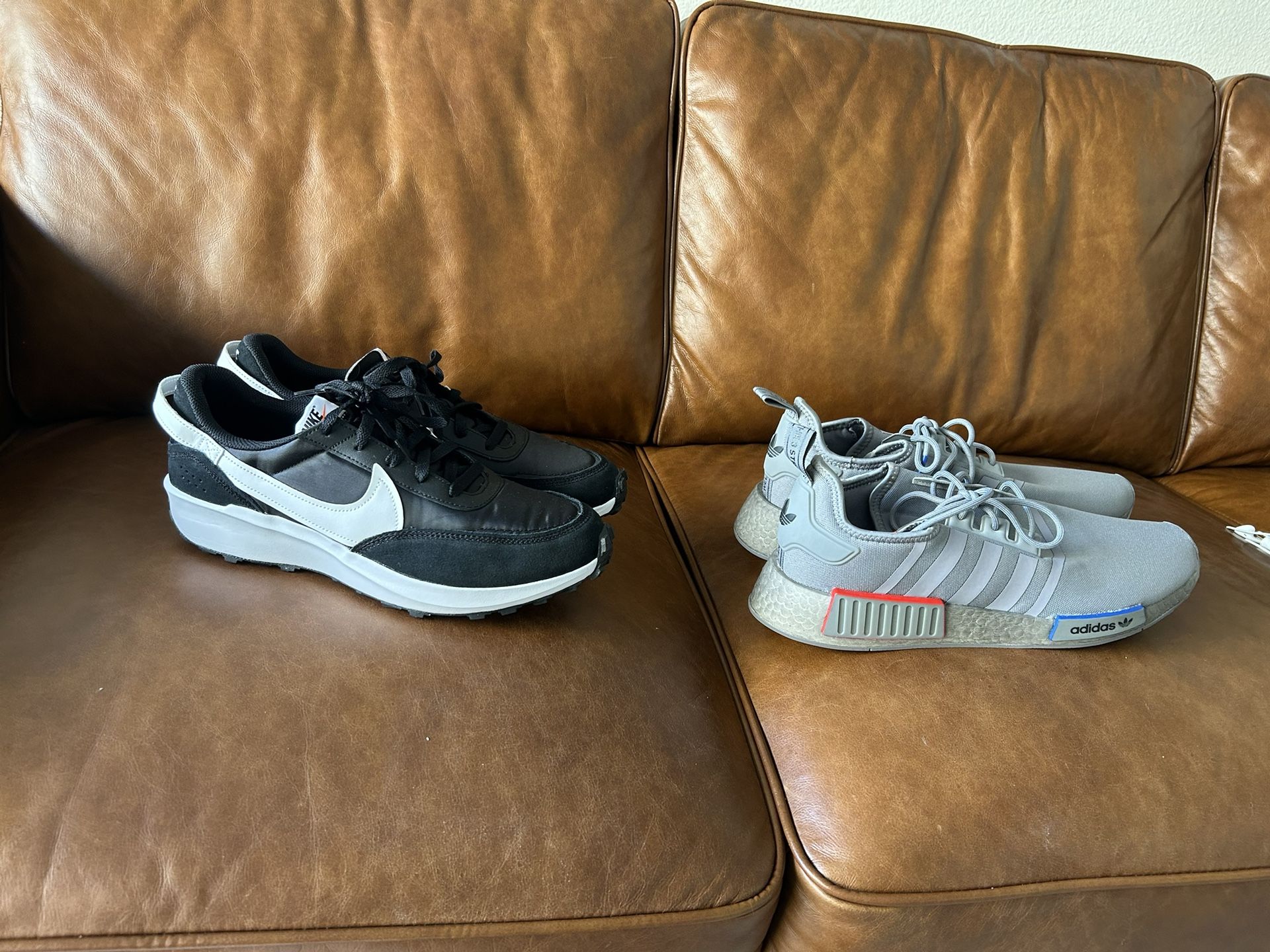 BUNDLE: Adidas NMD R1 Grey size 12 / Black Nike Waffle Debut size 12