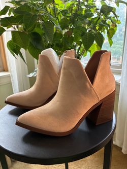 Beige Suede Ankle Boots - Size 7