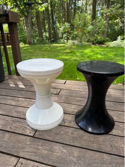 Vintage 1960s/70s Tam-Tam Stools (Pair) - Authentic Black & White Monochrome Set