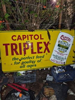 Capitol Triplex Mash Vintage Porcelain Enamel Sign  Capitol Milling Co.  Los Angeles