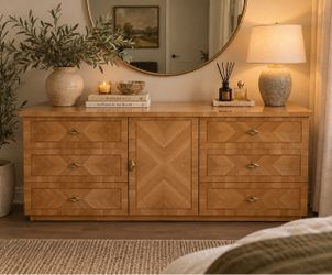 Vintage Geometric Wood Dresser / Credenza