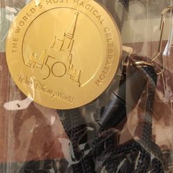 Disney World 50th Celebration Cast Member Lanyard Medallion Coin