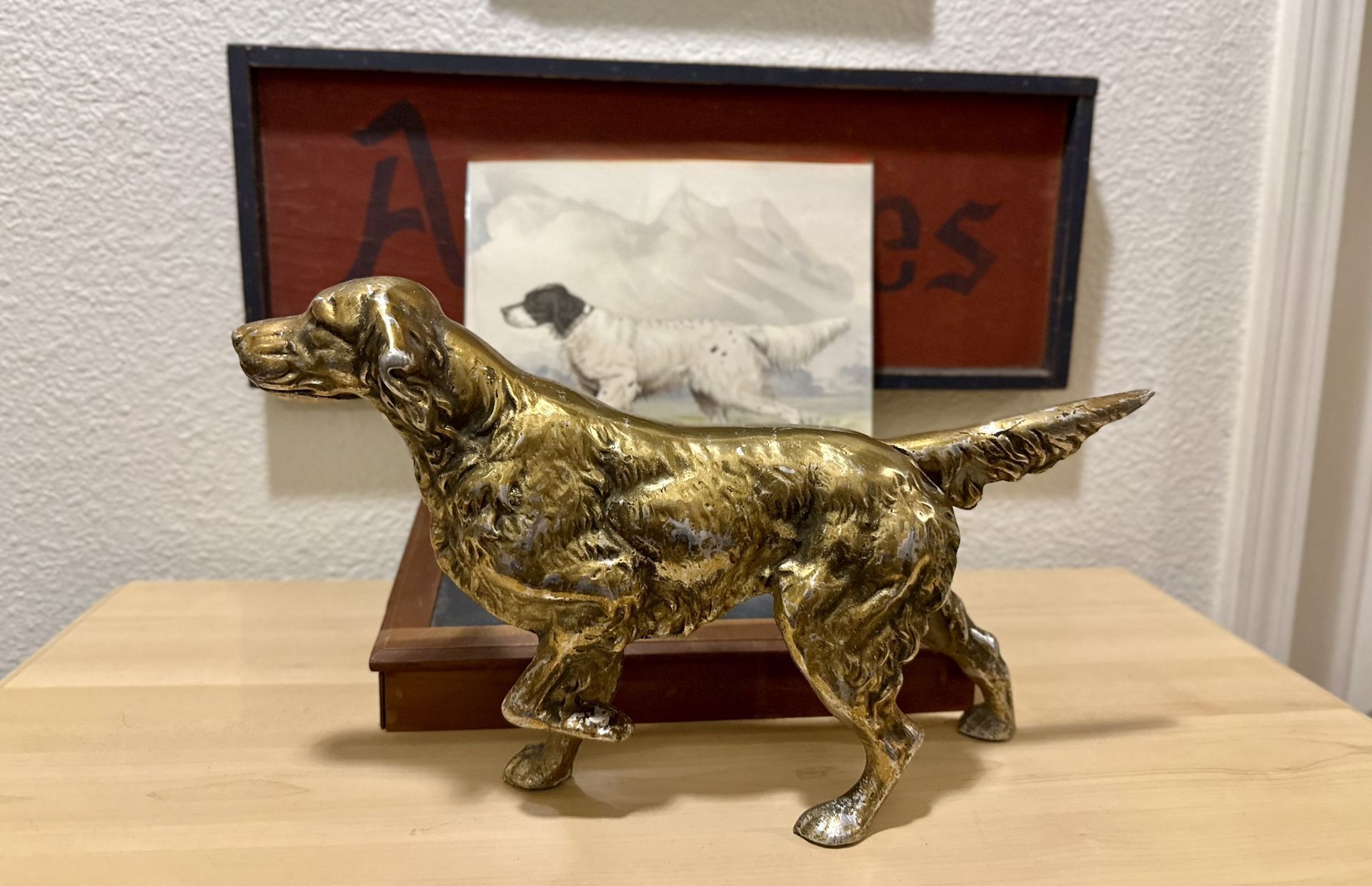 Beautiful Large RARE Antique Cast Irish Setter Pointer/Golden Retriever Dog Nut Cracker/Sculpture/Door Stop/Dual Functionality