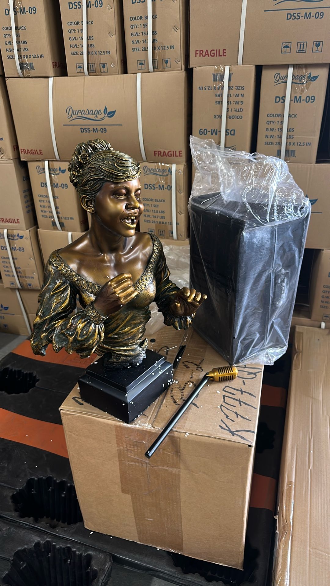 Total Of 8 New In The Box Singing Lady Statue With Subwoofer