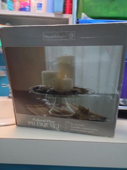 HomeTrends Pedestal Plate Pillar Candle Set