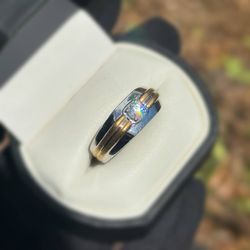 Jewelry 18k solid yellow white two tone gold ring CZ stone 0.36 size 10.50