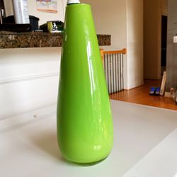 Green Glass Vase Around 9” Tall