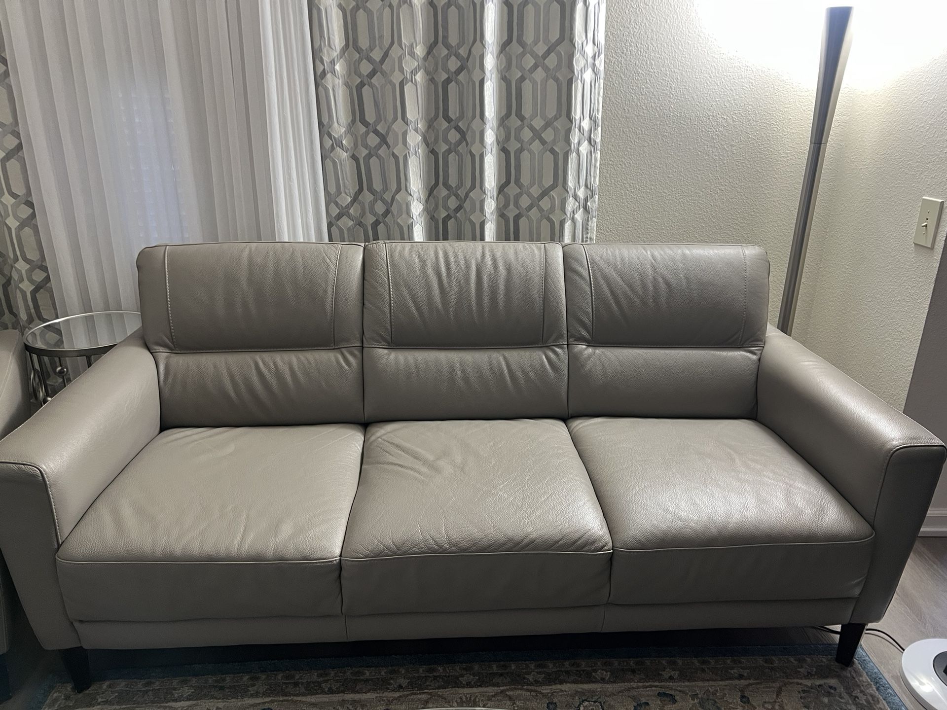 Grey Leather Couch Set 