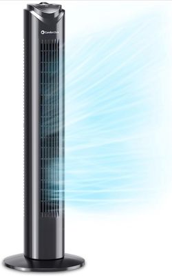 Comfort Zone 32-Inch Oscillating Tower Fan – Ultra-Slim Bladeless Design with 3 Speeds, 90° Wide Oscillation & Built-in Carry Handle – Quiet Portable 