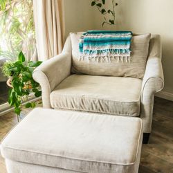 Large Sofa Armchair with Ottoman (Light Grey) 