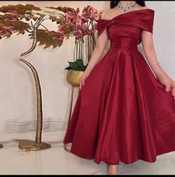 Knee length Red Ball Gown