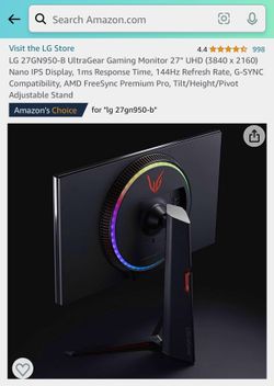 LG UltraGear 4K Monitor 27”  HDR 600 