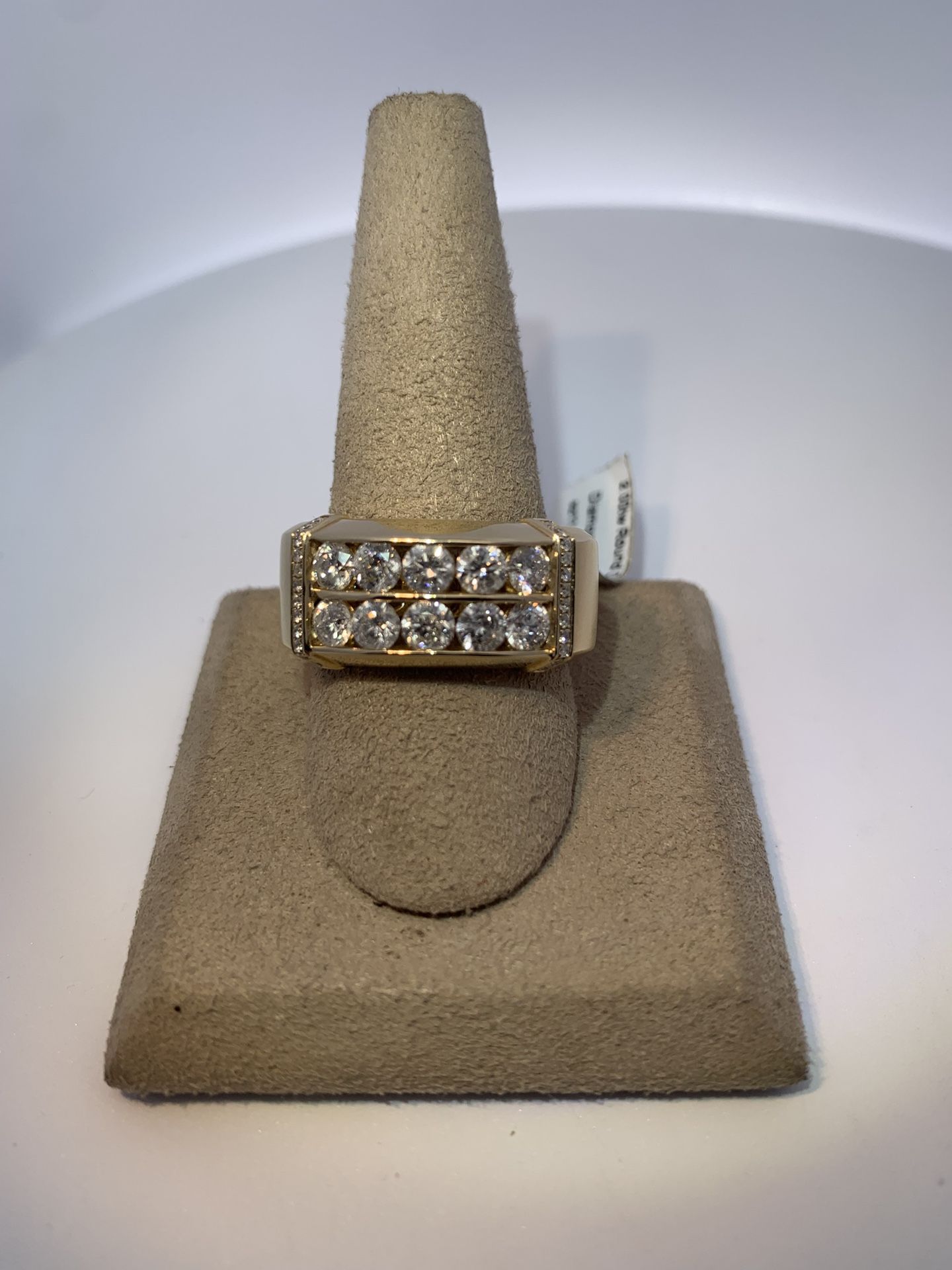 14K yellow gold gents diamond ring