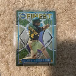 1995 Topps Finest REFRACTOR PARALLEL with peel Rickey Henderson Oakland A's #47