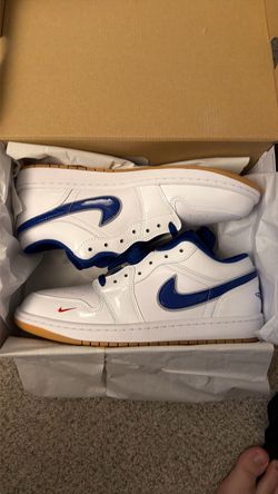 Air Jordan 1 Low White Blue Dodgers Sneakers 9.5