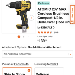 I have a dcd 805 DEWALT hammer drill and a ATOMIC 20V MAX Cordless Brushless Compact 1/2 in. Live Chat Drill/Driver
