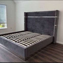 New King Size Grey Aspen Bed With Mattress Free Delivery 