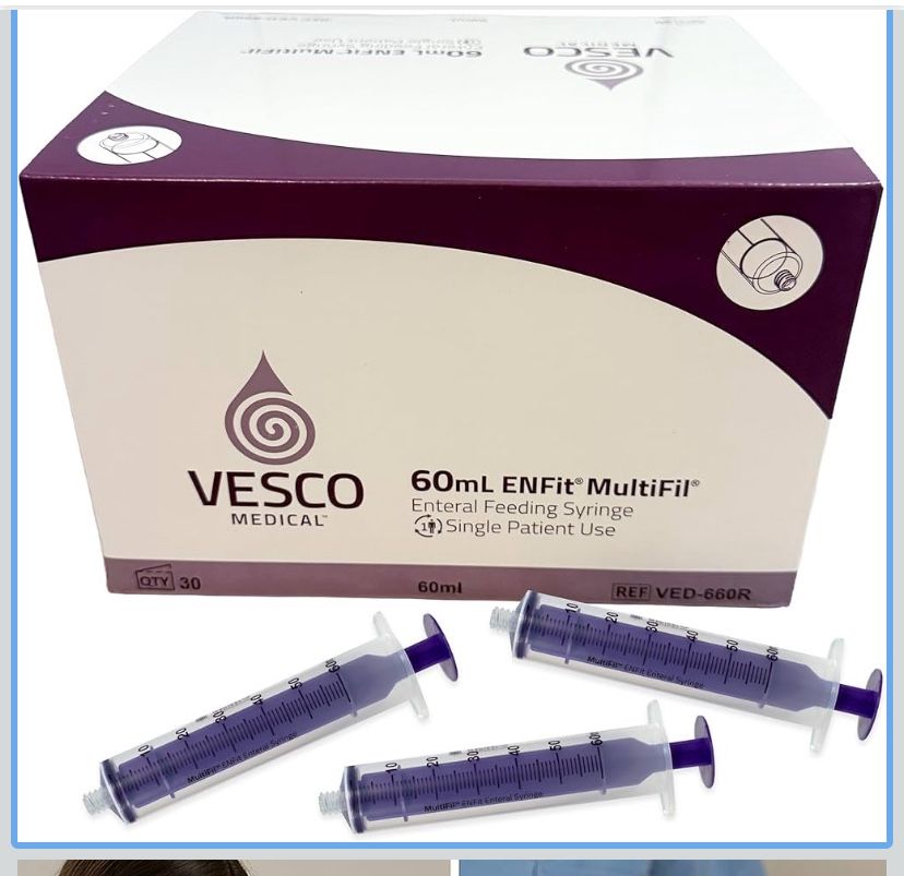 Multifil™ Reusable ENFit Tip Syringe w/Cap, 60ML - Non-Sterile (Pack of 30)