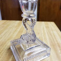 Vintage Clear Imperial Glass Koi Fish Candlestick Holders
