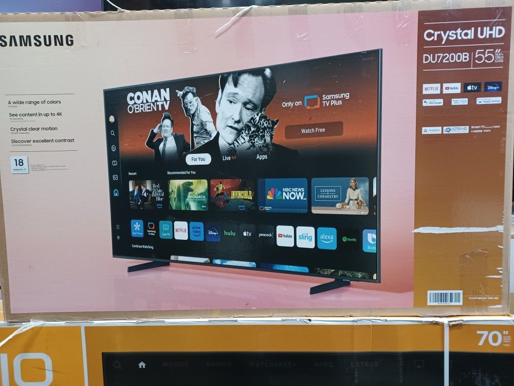 55" Screen Led Smart 4k By Samsung Crystal Ultra HDTV. 1 Year Warranty