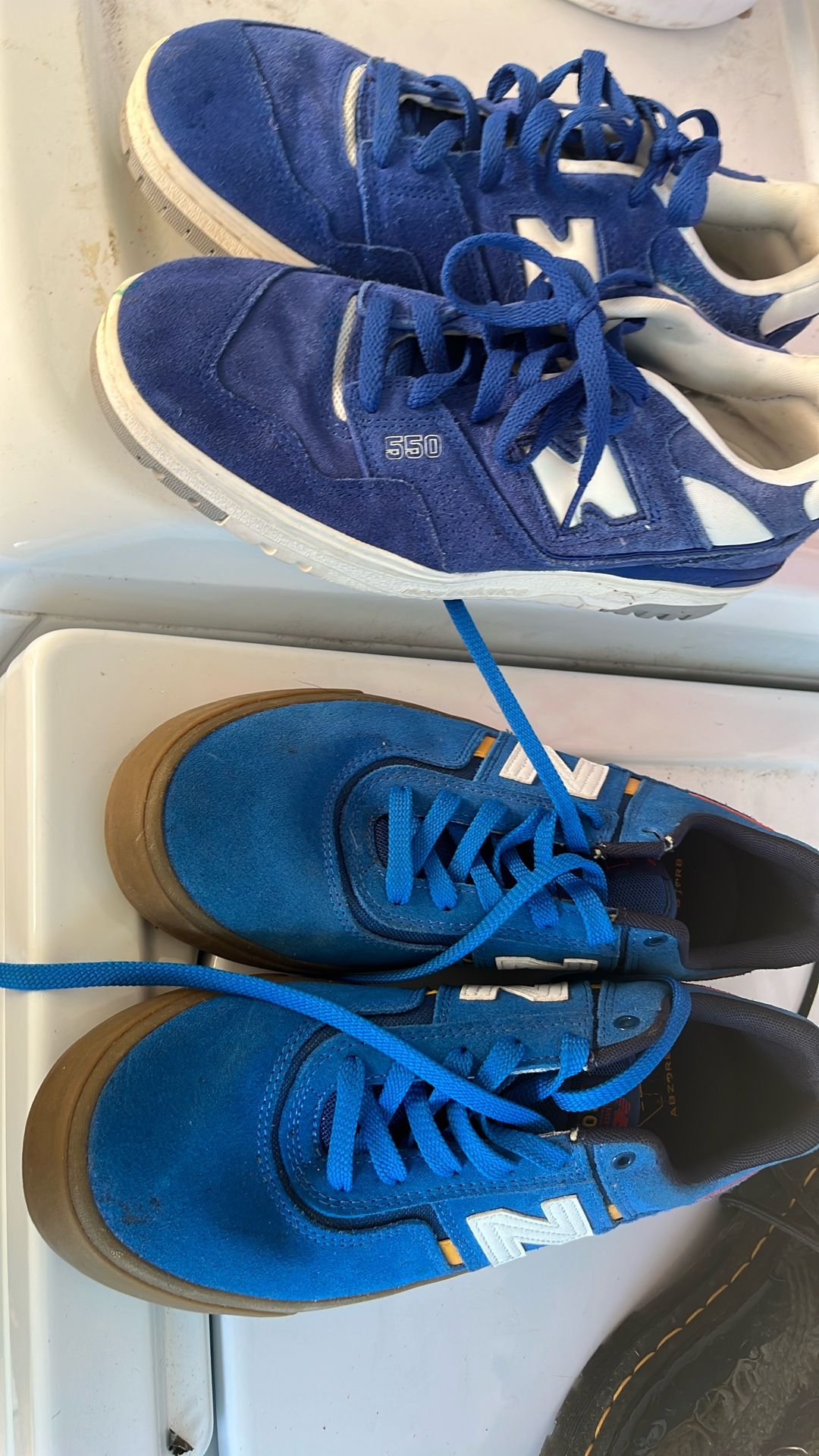 2 Pairs Of Blue New Balance Suede 9.5 Sz