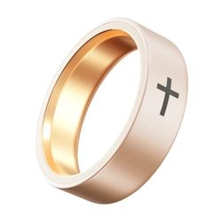 Confidein Christian Prayer Ring - Bible AI Smart Ring - Champagne Gold- Size 7