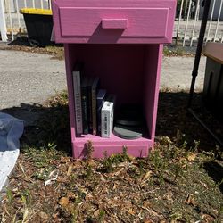small pink wood nightstand end table