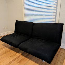 Black Futon Couch / Fold-Down Guest Bed – Solid, Comfy, Versatile
