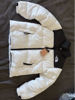 The north face puffer white jacket