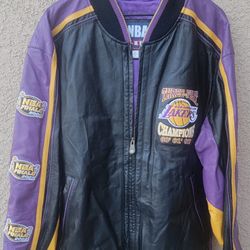 Vintage Los Angeles Lakers THREE-PEAT Championship Leather Jacket 