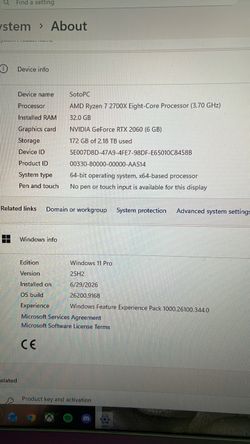 Custom PC AMD Ryzen 7 2700X RTX 2060 32GB RAM