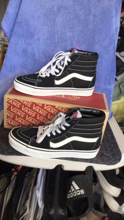 Vans SK8- hi black and white canvas suede shoes size men 6.5 or women 8
