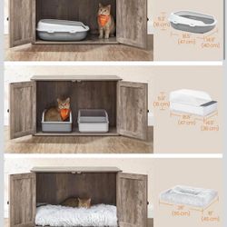 Cat Litter Box Enclosure, Litter Box Furniture Hidden, Indoor Cat House, End Table, 70 x 50 x 50 cm, Heather Greige UPCL022K01