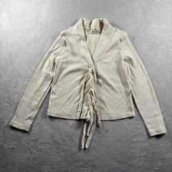 Amo Women’s S Beige Cropped Bow Cardigan Long Sleeve Shirt Baby Doll USA #8F