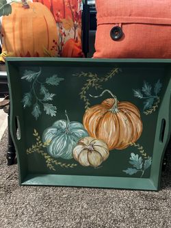 Hand-Painted Pumpkin Wooden Tray!