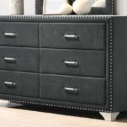 Brand New 6-Drawer Grey Upholstered Dresser
