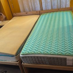 2 TWIN SIZE IKEA FRAMES WITH MATTRESSES TOPPERS OPTIONAL $50 